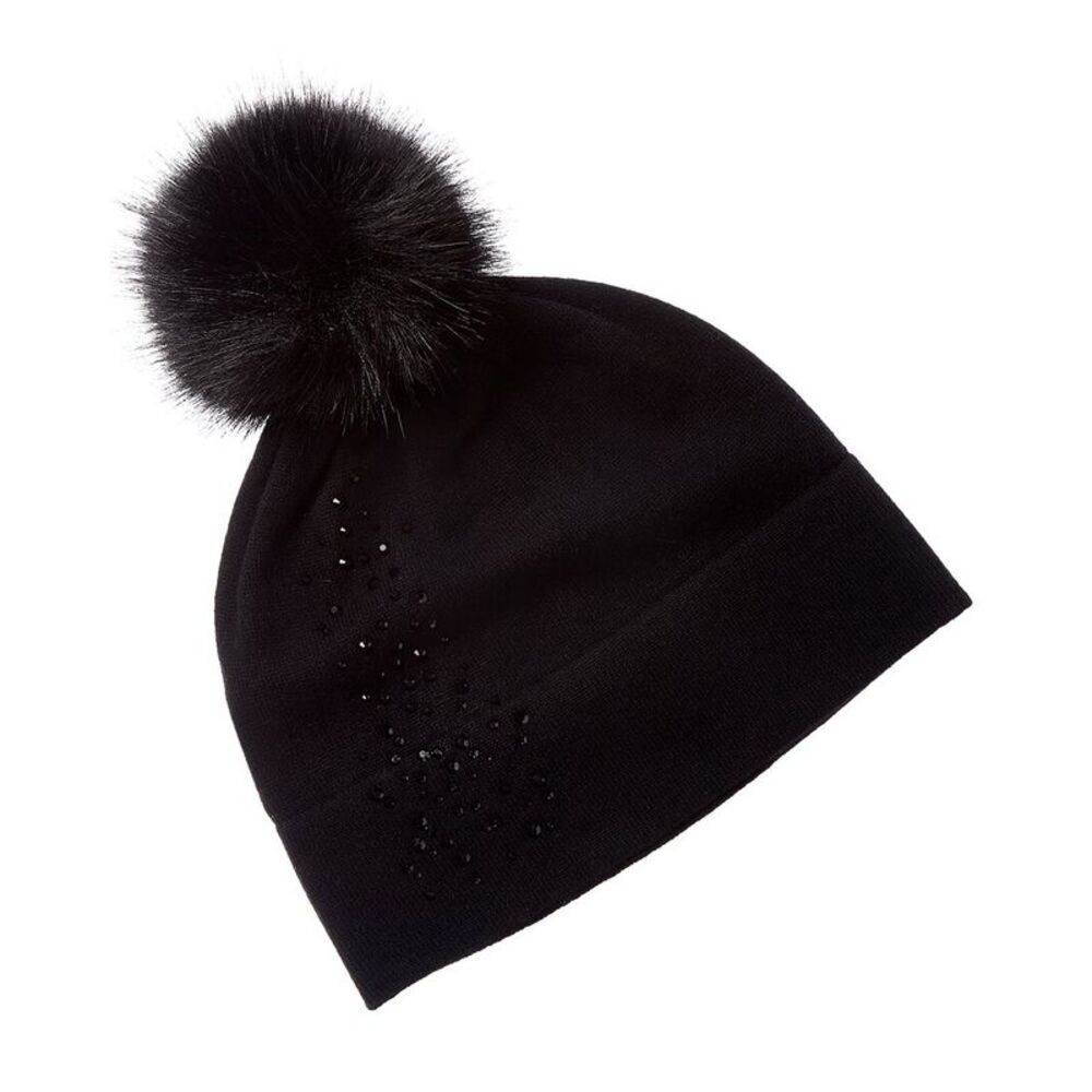 Forte Cashmere Crystal Cashmere Hat, Black